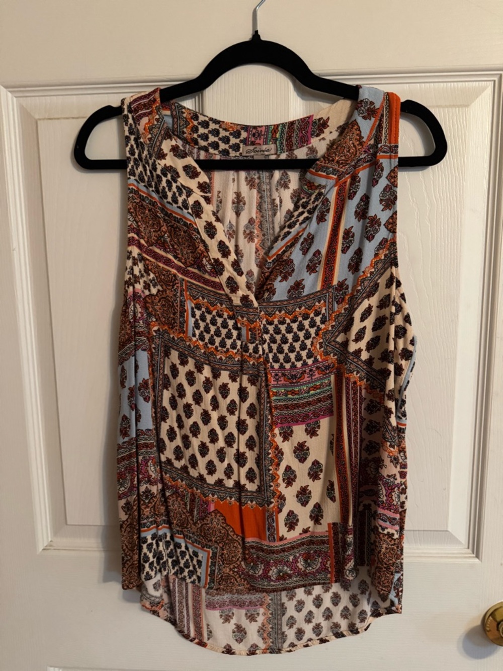 Soirée‎ Boho Patchwork V-Neck Sleeveless Top - Multi - Picture 2 of 6